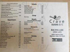 Crave Sushi menu