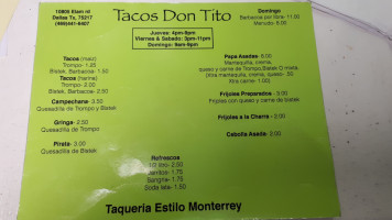 Tacos Tito menu