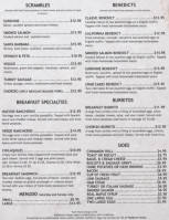 Santa Barbara Sunshine Cafe menu