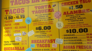 Tacos La Banqueta menu