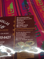 Huaraches Y Quesadillas Chayito menu