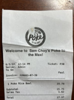 Sam Choy's Poke To The Max Tacoma menu