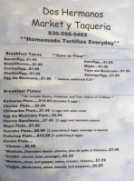 Dos Hermanos Market menu