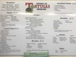 Las Tortugas menu