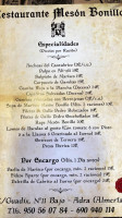 Meson Bonillo menu