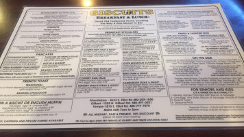 Biscuits Tempe menu