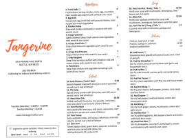 Tangerine Thai Rest menu