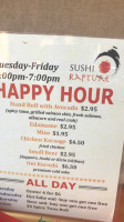 Sushi Rapture menu