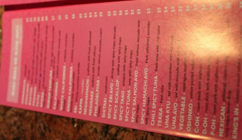 Sushi Pink menu