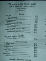 Taco House menu