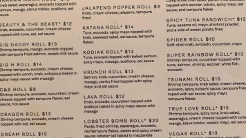 Sushi Katana menu
