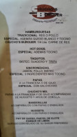 Chucho's Burgers menu