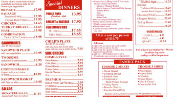 Spring Creek Barbeque menu