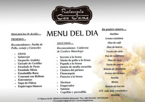 Casa Jaime menu