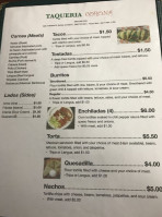 Taqueria Corona menu