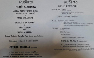 Ruperto El Ciego menu