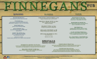 Finnegan's Pub menu