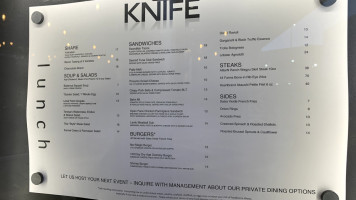 Knife Steakhouse menu