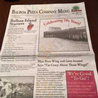 Balboa Pizza Company menu