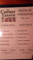 The Corner Tavern menu