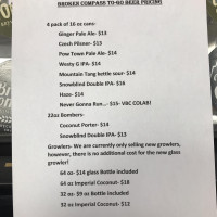 Broken Compass Brewing menu