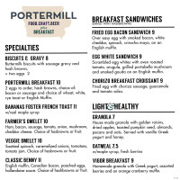 Portermill menu