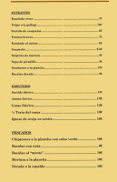 Hostal El Monte menu