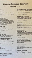 Cuyuna Brewing Company menu