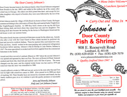 Johnsons Door County Fish Shrimp menu