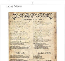 Mountain View Vineyard, Winery Brewery menu
