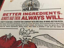 Papa John's Pizza menu