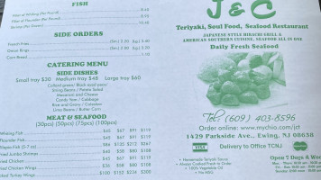 J C Teriyaki menu