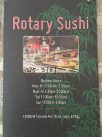 Rotary Sushi menu