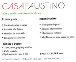 Casa Faustino menu