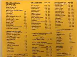 B&b Deli menu