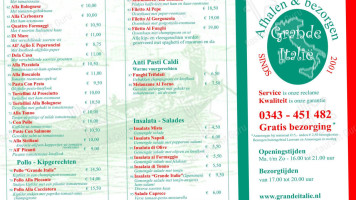 Grande Italië menu