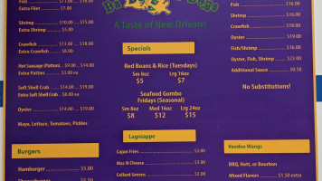 Da Boot Po-boys menu