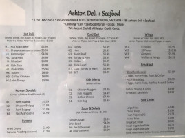 Ashton Deli & Seafood menu