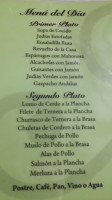 Restaurante San Cristóbal Barbacoa. menu