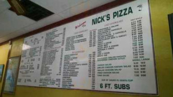 Nick's A Pizza And menu