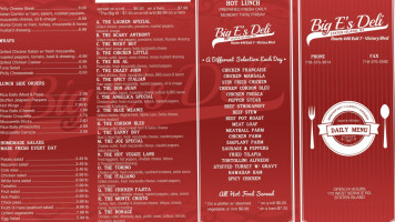 Big E's Deli menu