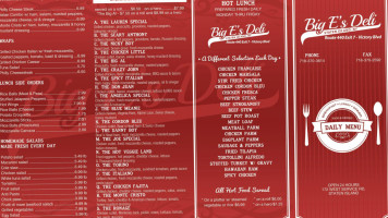 Big E's Deli menu