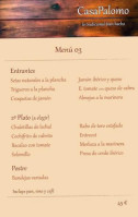 Casa Palomo menu