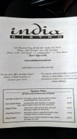 India Bistro menu