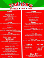 Mulligans Sports Grill And Golf menu