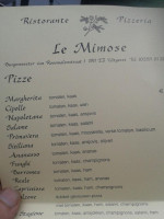 Le Mimose Pizzeria Uitgeest menu