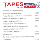 Tapes La Xara menu