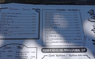 Bar Restaurante Las Dunas menu