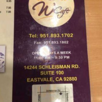 The W Cafe menu