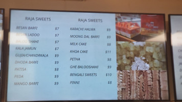 Raja Sweets Indian Cuisine menu